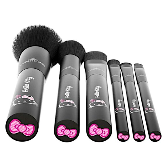 Impressions Vanity Sleek Black Hello Kitty "Just Slay" 6-pc Brush Set - Picture 4 of 6